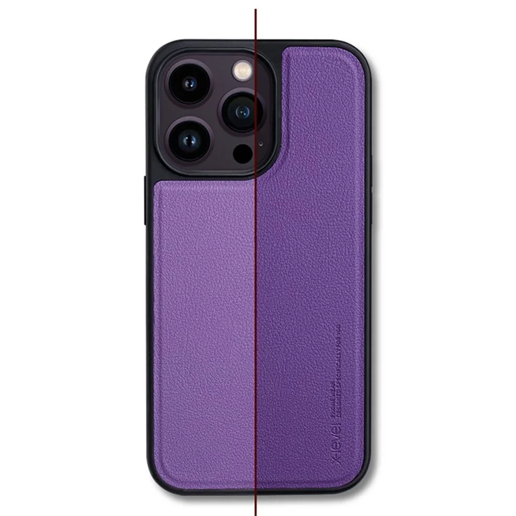 X-LEVEL For iPhone 15 Pro Shockproof Case Compatible with MagSafe PU+TPU Anti-Scratch Phone Cover - Purple