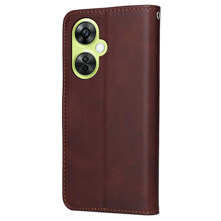 Wallet Stand Case for OnePlus Nord CE 3 Lite 5G / N30 5G / Oppo K11x 5G PU Leather Calf Texture Phone Cover - Brown