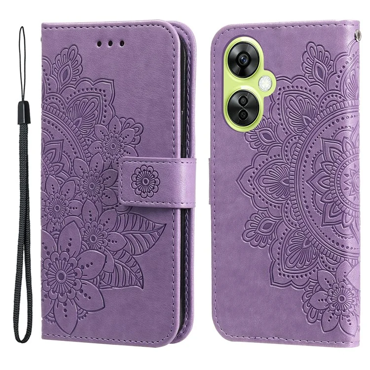 For OnePlus Nord CE 3 Lite 5G / N30 5G / Oppo K11x 5G Case Floral Pattern PU Leather Wallet Stand Phone Cover - Purple