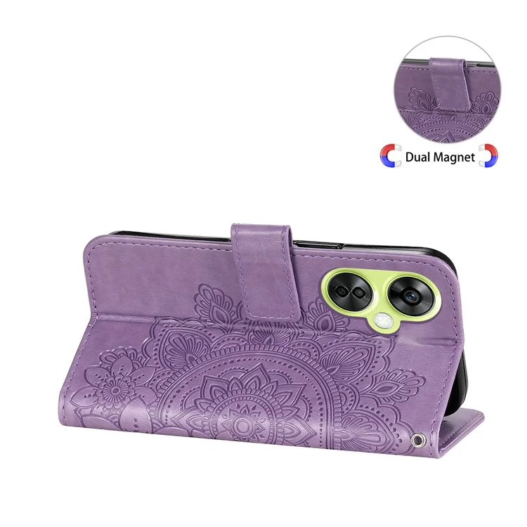 For OnePlus Nord CE 3 Lite 5G / N30 5G / Oppo K11x 5G Case Floral Pattern PU Leather Wallet Stand Phone Cover - Purple