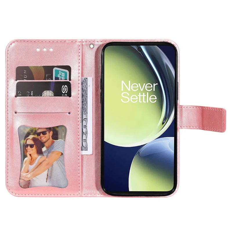Para OnePlus Nord CE 3 Lite 5G / N30 5G / Oppo K11x 5G Flower Imprint PU Leather Cover Viewing Stand Wallet Phone Case - Pink