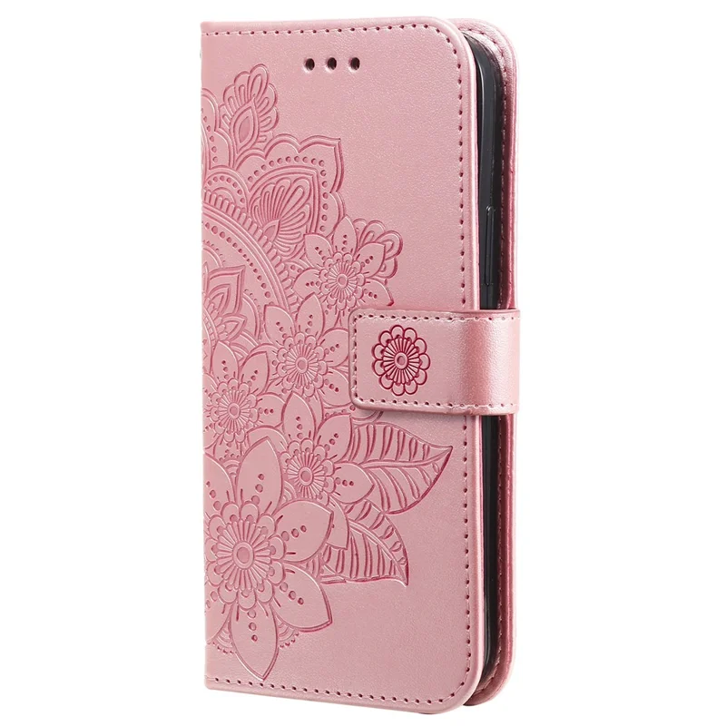 Para OnePlus Nord CE 3 Lite 5G / N30 5G / Oppo K11x 5G Flower Imprint PU Leather Cover Viewing Stand Wallet Phone Case - Pink