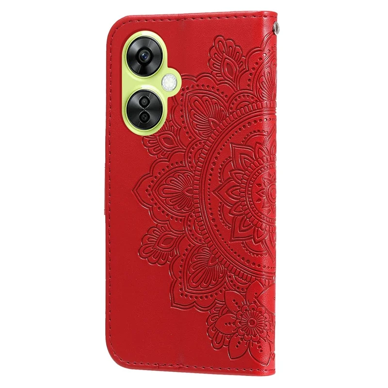 Für OnePlus Nord CE 3 Lite 5G / N30 5G / Oppo K11x 5G Flower Imprint PU Leder Cover Viewing Stand Wallet Phone Case - Rot