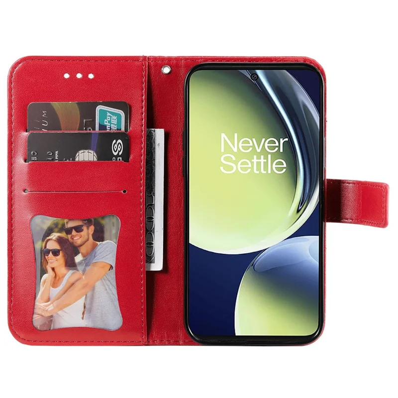 Für OnePlus Nord CE 3 Lite 5G / N30 5G / Oppo K11x 5G Flower Imprint PU Leder Cover Viewing Stand Wallet Phone Case - Rot