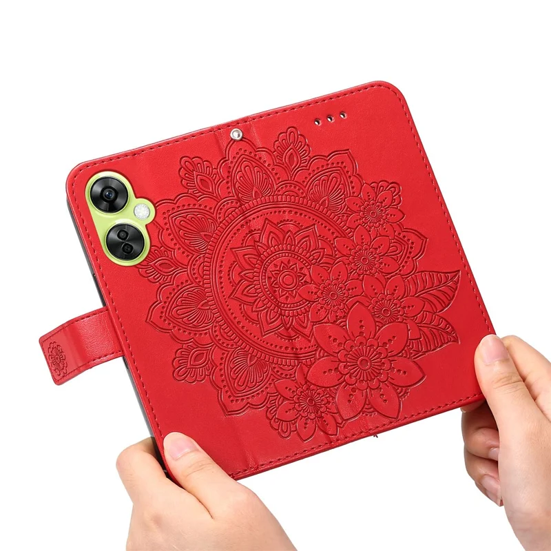 Für OnePlus Nord CE 3 Lite 5G / N30 5G / Oppo K11x 5G Flower Imprint PU Leder Cover Viewing Stand Wallet Phone Case - Rot