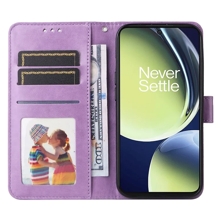 Для OnePlus Nord CE 3 Lite 5G / N30 5G / Oppo K11x 5G Кошелек-подставка Чехол из искусственной кожи с тиснением подсолнуха - Фиолетовый
