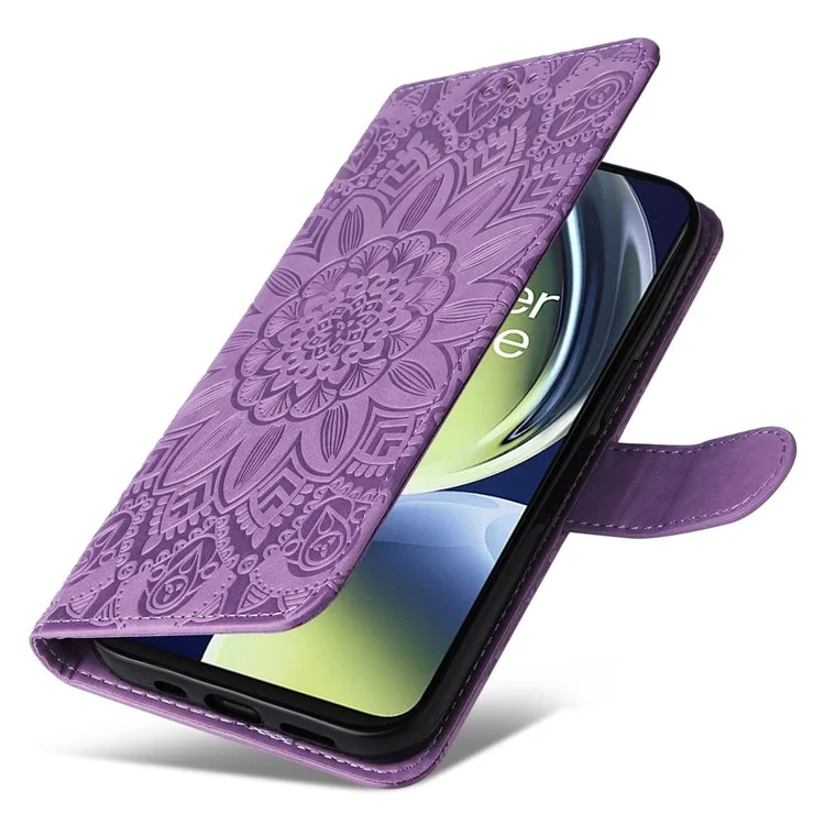 Для OnePlus Nord CE 3 Lite 5G / N30 5G / Oppo K11x 5G Кошелек-подставка Чехол из искусственной кожи с тиснением подсолнуха - Фиолетовый
