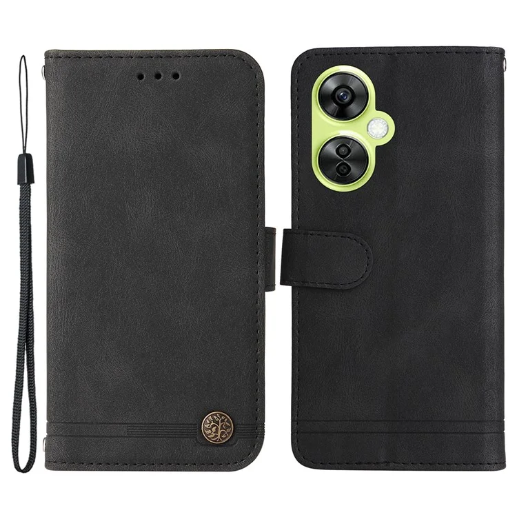 For Oppo K11x 5G / OnePlus Nord CE 3 Lite 5G / N30 5G Leather Wallet Cases Skin Touch Phone Cover Stand with Strap - Black