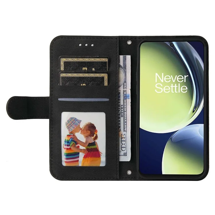 For Oppo K11x 5G / OnePlus Nord CE 3 Lite 5G / N30 5G Leather Wallet Cases Skin Touch Phone Cover Stand with Strap - Black