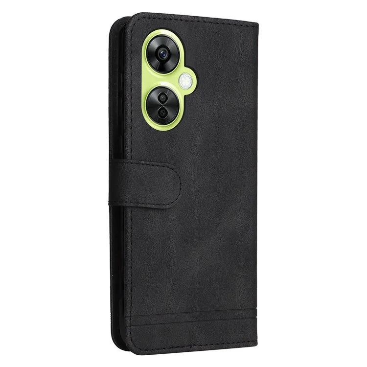 For Oppo K11x 5G / OnePlus Nord CE 3 Lite 5G / N30 5G Leather Wallet Cases Skin Touch Phone Cover Stand with Strap - Black