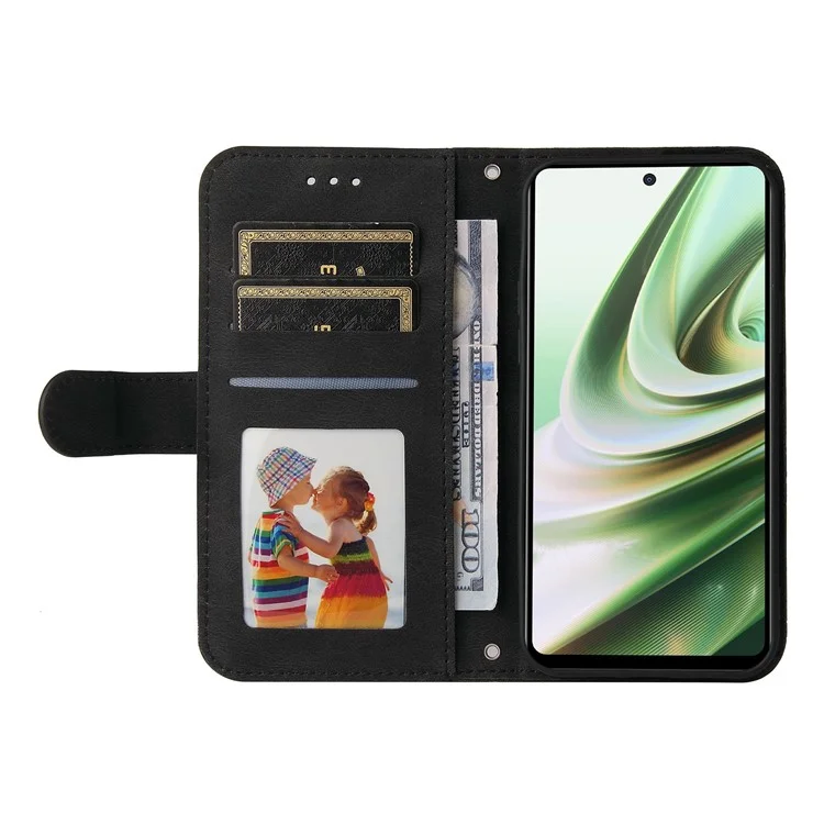 For OnePlus Nord CE3 5G / Oppo K11 5G Leather Wallet Cases Skin Touch Phone Cover Stand with Strap - Black