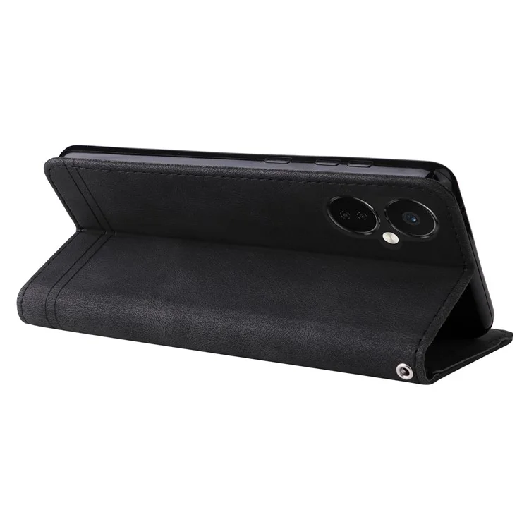 For OnePlus Nord CE3 5G / Oppo K11 5G Leather Wallet Cases Skin Touch Phone Cover Stand with Strap - Black