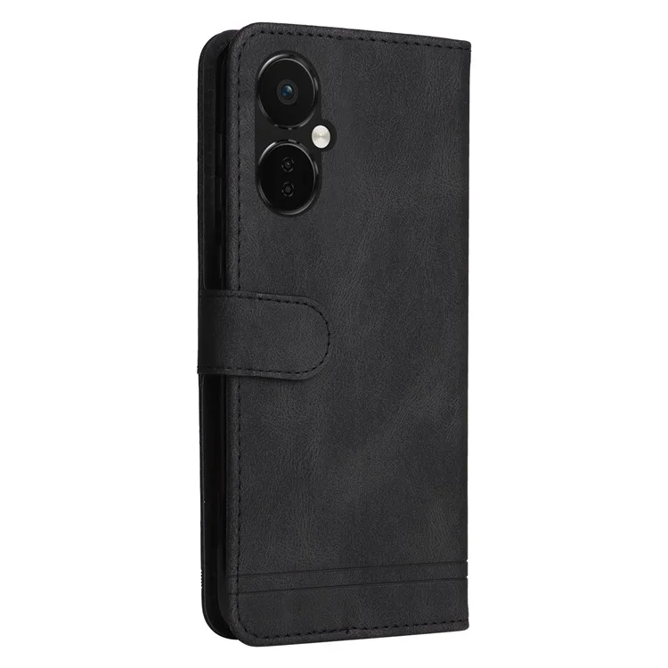 For OnePlus Nord CE3 5G / Oppo K11 5G Leather Wallet Cases Skin Touch Phone Cover Stand with Strap - Black