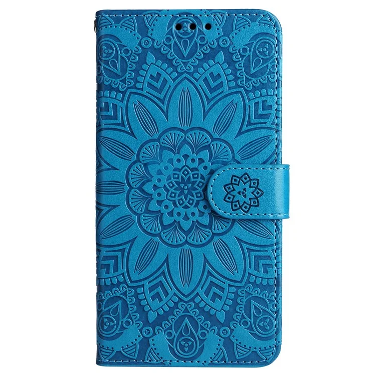 Für Samsung Galaxy F34 5G / M34 5G Kratzfeste Handyhülle Sonnenblumen-Prägung PU-Leder Brieftasche Ständer Hülle - Blau
