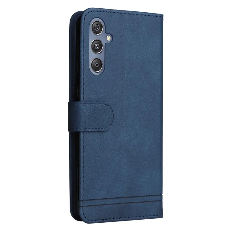 Para Samsung Galaxy F34 5G / M34 5G Imprinted Lines Stand Wallet Cover Anti-drop PU Leather Phone Case - Azul