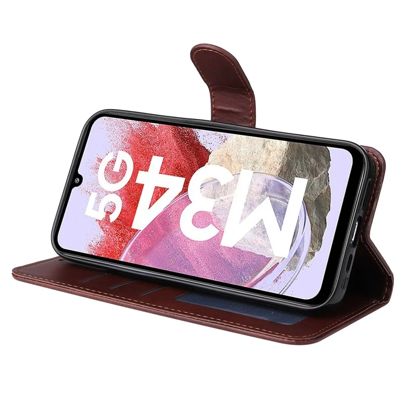 Cover per Samsung Galaxy F34 5G / M34 5G, Custodia Antiurto con Portafoglio in PU con Texture da Vitello, Supporto, Marrone