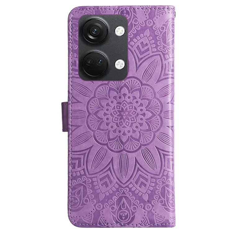 For OnePlus Nord 3 5G / Ace 2V Sunflower Imprinted PU Leather Cover Anti-drop Wallet Stand Phone Case - Purple