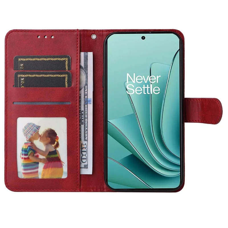 For OnePlus Nord 3 5G / Ace 2V Calf Texture Anti-scratch Phone Case Flip Wallet Stand Shell - Red