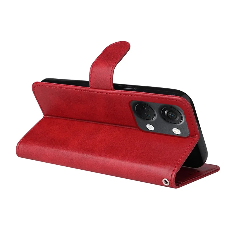 For OnePlus Nord 3 5G / Ace 2V Calf Texture Anti-scratch Phone Case Flip Wallet Stand Shell - Red