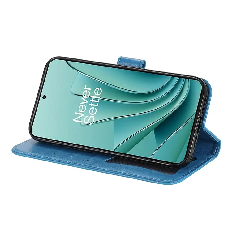 Funda de soporte plegable para OnePlus Nord 3 5G / Ace 2V Funda de billetera de teléfono de cuero PU con estampado de flores - Azul