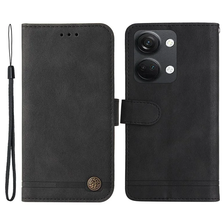 For OnePlus Nord 3 5G / Ace 2V Leather Wallet Cases Skin Touch Phone Cover Stand with Strap - Black