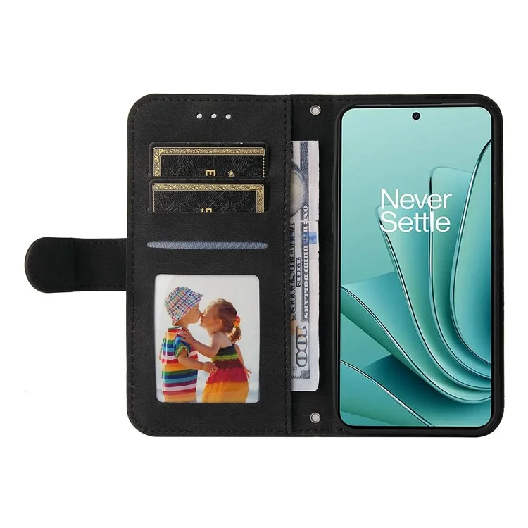 For OnePlus Nord 3 5G / Ace 2V Leather Wallet Cases Skin Touch Phone Cover Stand with Strap - Black