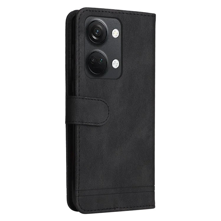 For OnePlus Nord 3 5G / Ace 2V Leather Wallet Cases Skin Touch Phone Cover Stand with Strap - Black