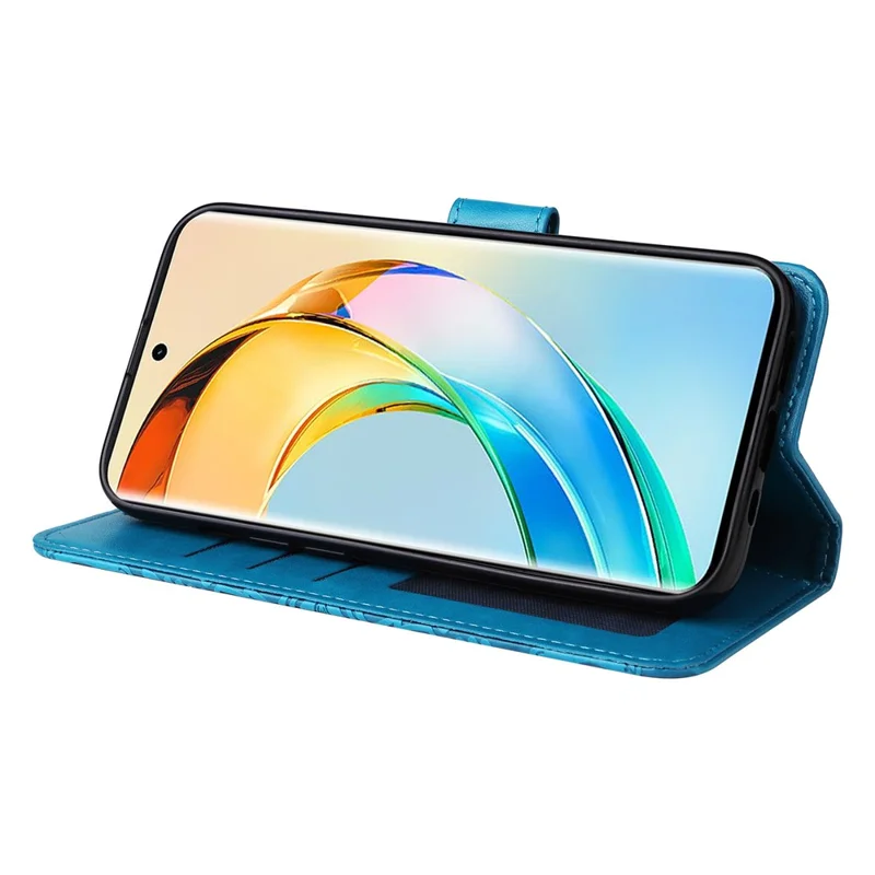 Für Honor X50 5G / X9b 5G / Magic6 Lite 5G / X50 GT 5G PU-Leder-Mappe-Standplatz-Case Sonnenblume geprägter stoßfester Handy-Schutz - Blau