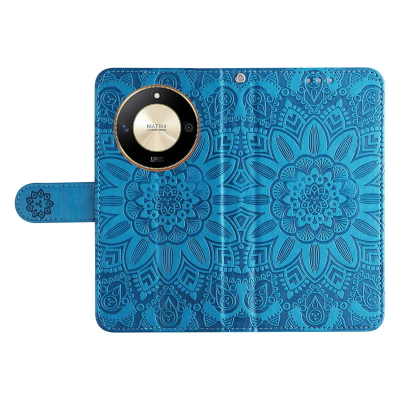 Für Honor X50 5G / X9b 5G / Magic6 Lite 5G / X50 GT 5G PU-Leder-Mappe-Standplatz-Case Sonnenblume geprägter stoßfester Handy-Schutz - Blau