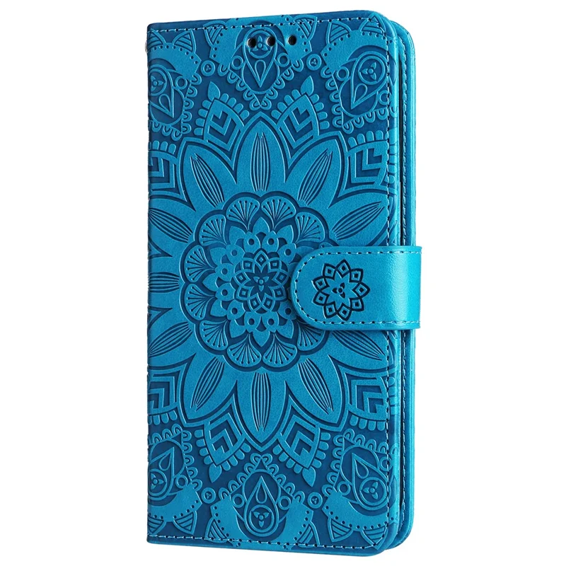 Für Honor X50 5G / X9b 5G / Magic6 Lite 5G / X50 GT 5G PU-Leder-Mappe-Standplatz-Case Sonnenblume geprägter stoßfester Handy-Schutz - Blau