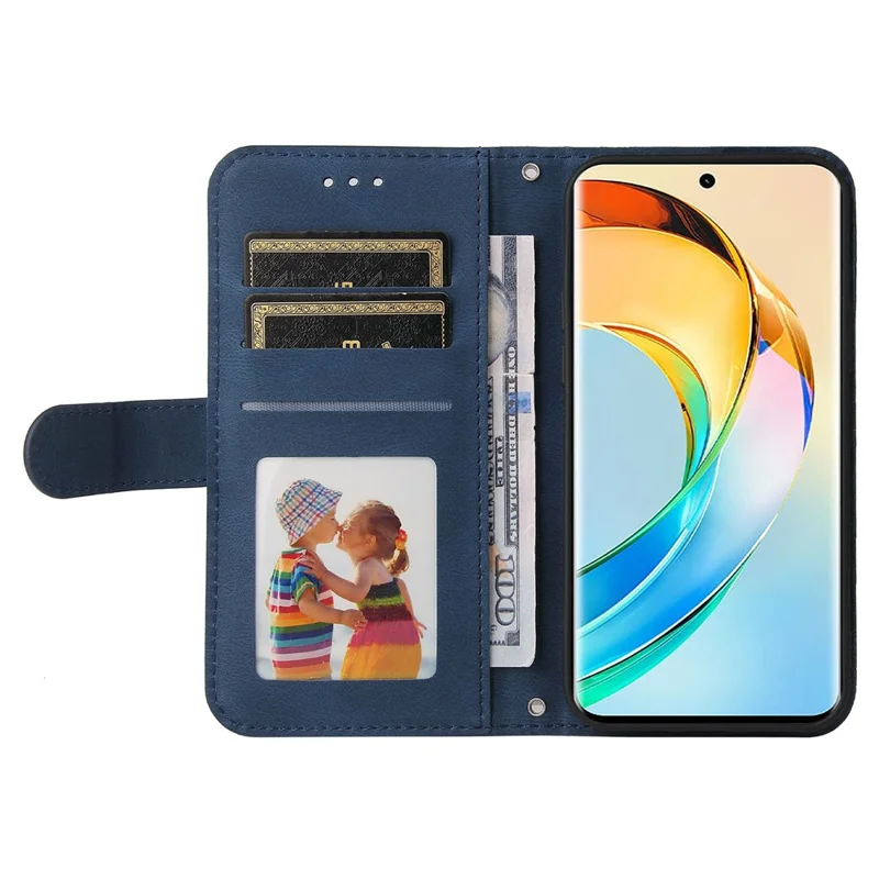 For Honor X50 5G / X9b 5G / Magic6 Lite 5G / X50 GT 5G Leather Wallet Cases Skin Touch Phone Cover Stand with Strap - Blue