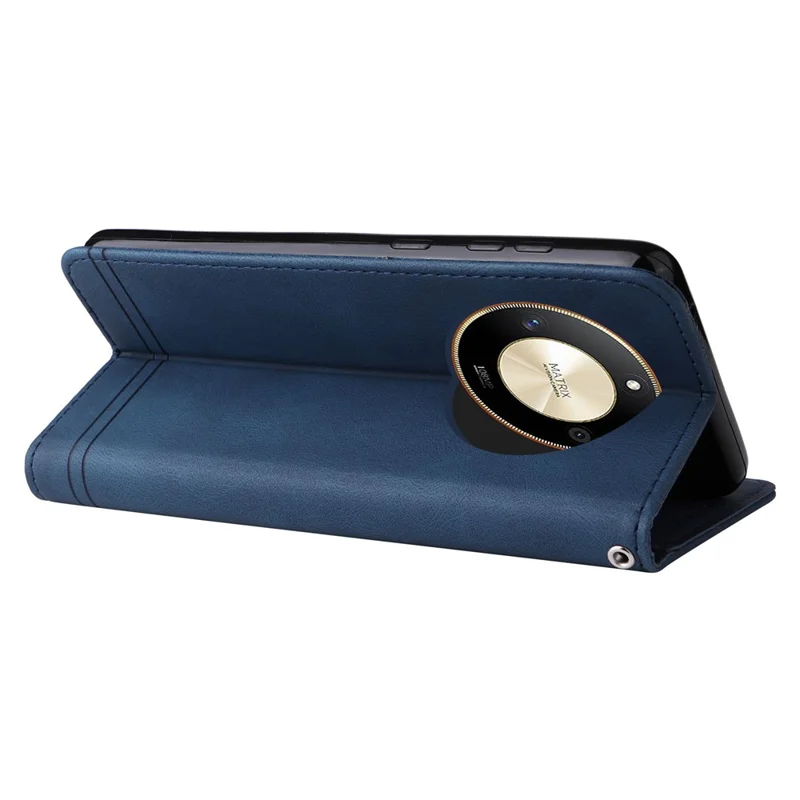 For Honor X50 5G / X9b 5G / Magic6 Lite 5G / X50 GT 5G Leather Wallet Cases Skin Touch Phone Cover Stand with Strap - Blue