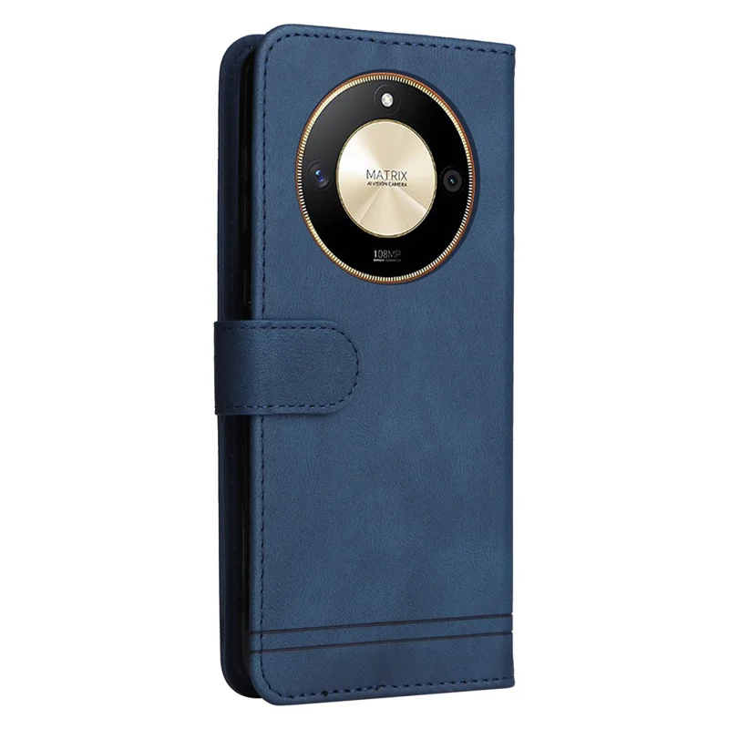 For Honor X50 5G / X9b 5G / Magic6 Lite 5G / X50 GT 5G Leather Wallet Cases Skin Touch Phone Cover Stand with Strap - Blue
