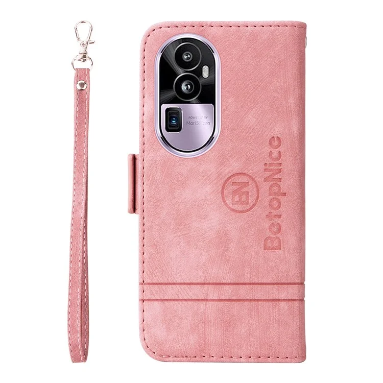 BETOPNICE 001 Für Oppo Reno10 Pro+ 5G PU-Leder Handyhülle Klapphülle mit Ständer Geldbörse Stoßfeste Hülle - Pink