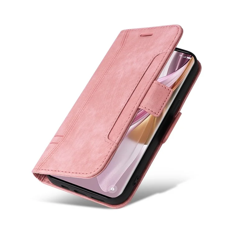 BETOPNICE 001 Für Oppo Reno10 Pro+ 5G PU-Leder Handyhülle Klapphülle mit Ständer Geldbörse Stoßfeste Hülle - Pink