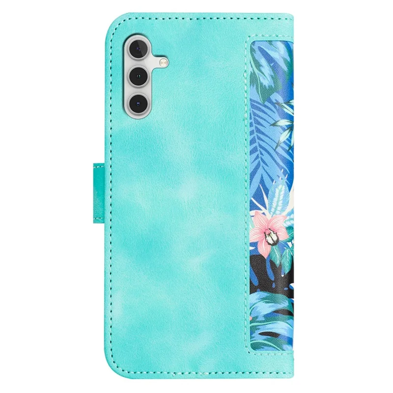 Für Samsung Galaxy A53 5G Flower Pattern Printing Phone Stand Case Card Holder Leather Cover - Grün