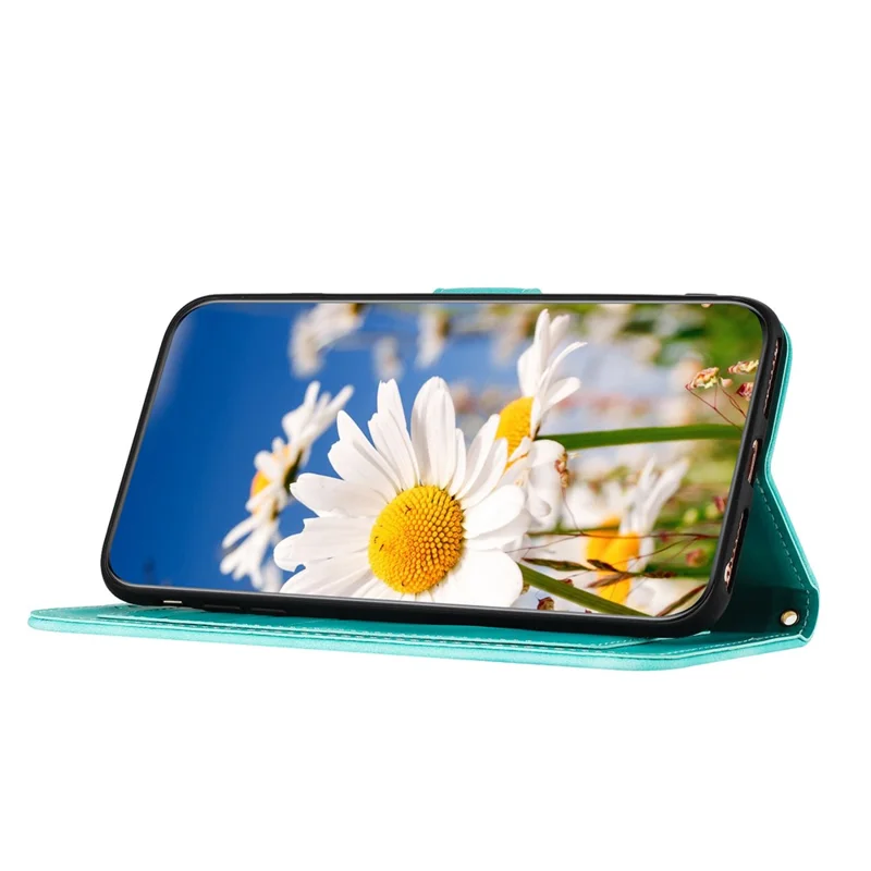 Für Samsung Galaxy A53 5G Flower Pattern Printing Phone Stand Case Card Holder Leather Cover - Grün