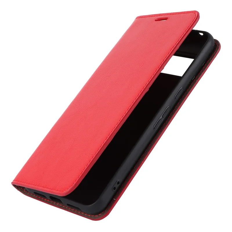 Genuine Cow Leather Cover for Google Pixel 8 Pro Crazy Horse Texture Wallet Stand Phone Case - Red
