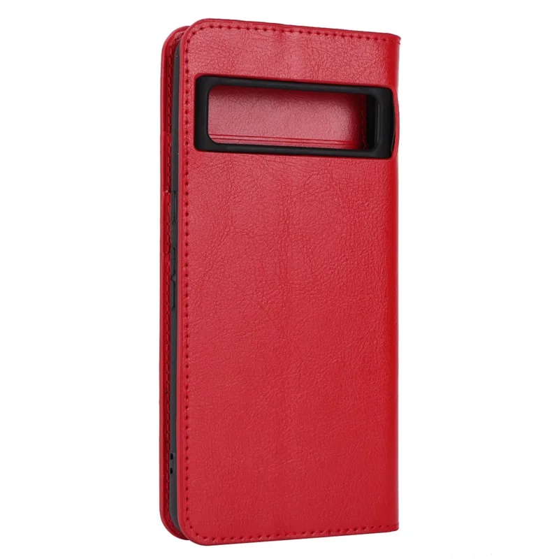 Genuine Cow Leather Cover for Google Pixel 8 Pro Crazy Horse Texture Wallet Stand Phone Case - Red