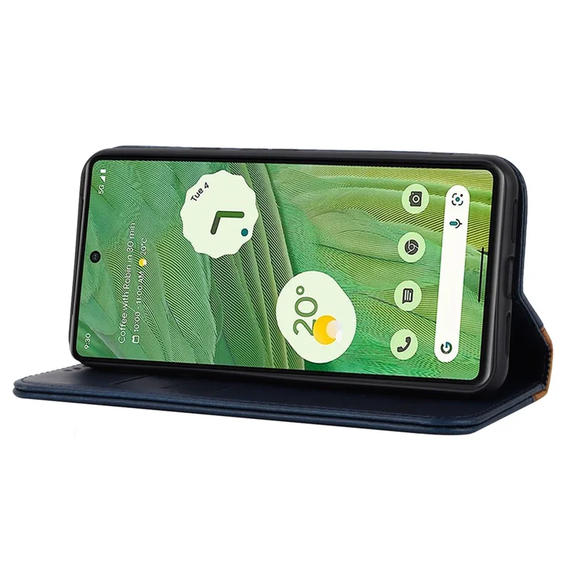 For Google Pixel 8 PU Leather Phone Case Bi-color Splicing Stand Wallet Cover - Black+Yellow