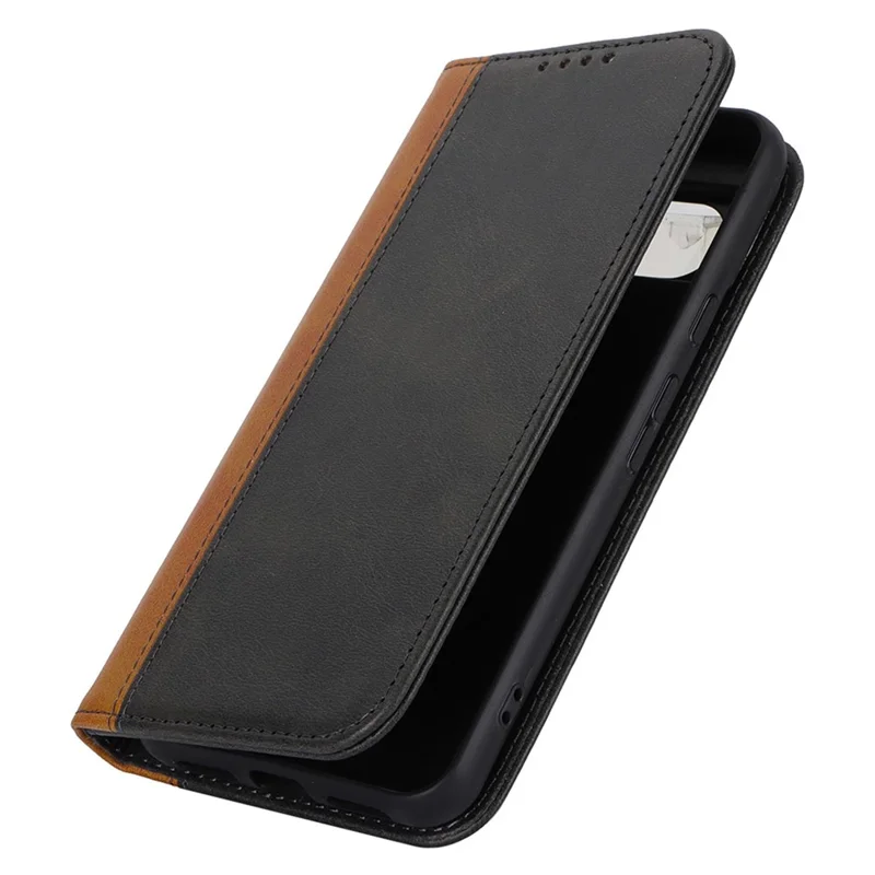 For Google Pixel 8 PU Leather Phone Case Bi-color Splicing Stand Wallet Cover - Black+Yellow