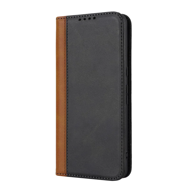 For Google Pixel 8 PU Leather Phone Case Bi-color Splicing Stand Wallet Cover - Black+Yellow