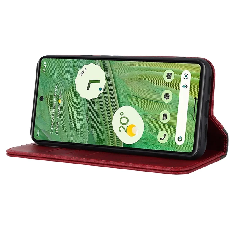 For Google Pixel 8 PU Leather Phone Case Bi-color Splicing Stand Wallet Cover - Red+Black