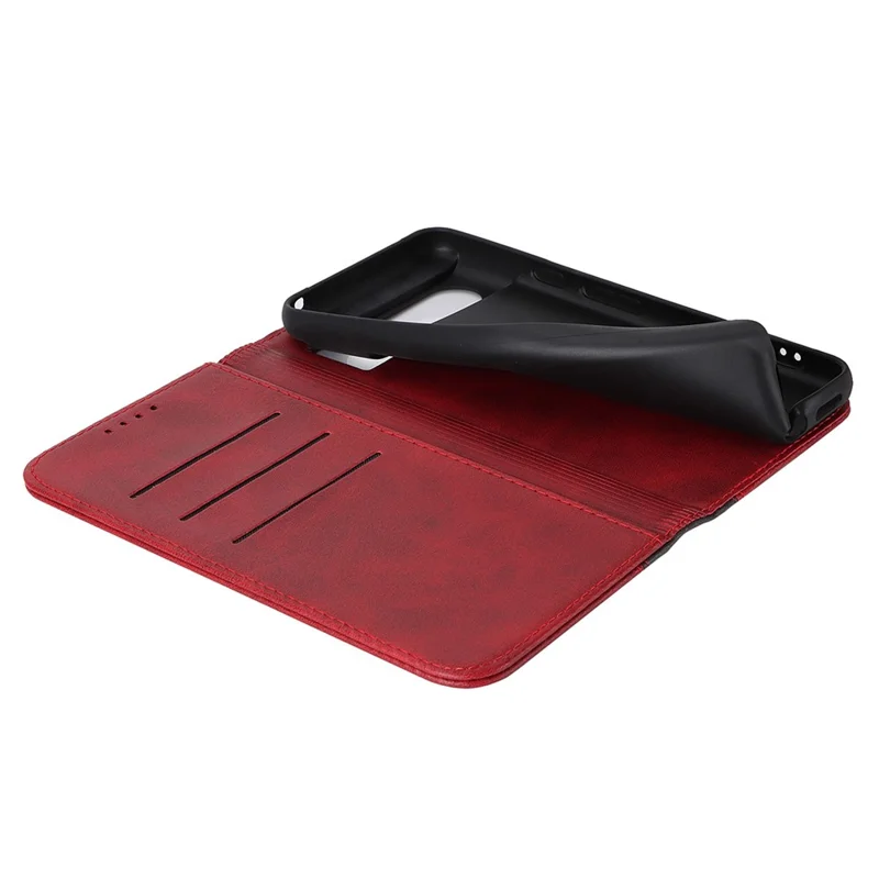 For Google Pixel 8 PU Leather Phone Case Bi-color Splicing Stand Wallet Cover - Red+Black
