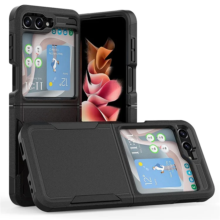 Pour Samsung Galaxy Z Flip5 5G Dual Layer Protection PC+TPU Cover Anti-Fall Phone Case - Noir