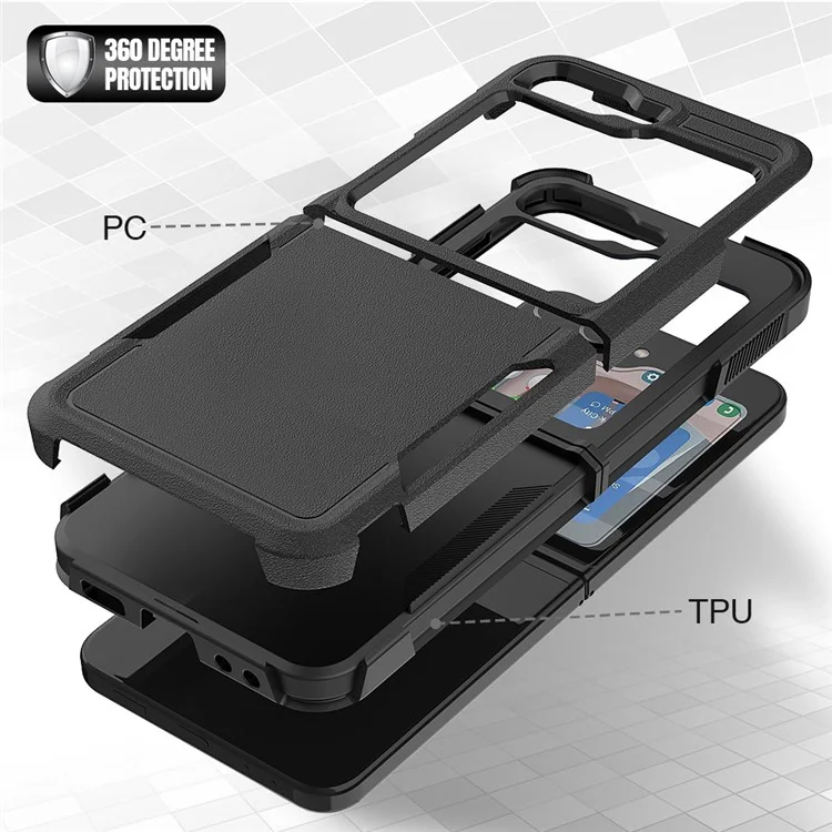 Pour Samsung Galaxy Z Flip5 5G Dual Layer Protection PC+TPU Cover Anti-Fall Phone Case - Noir