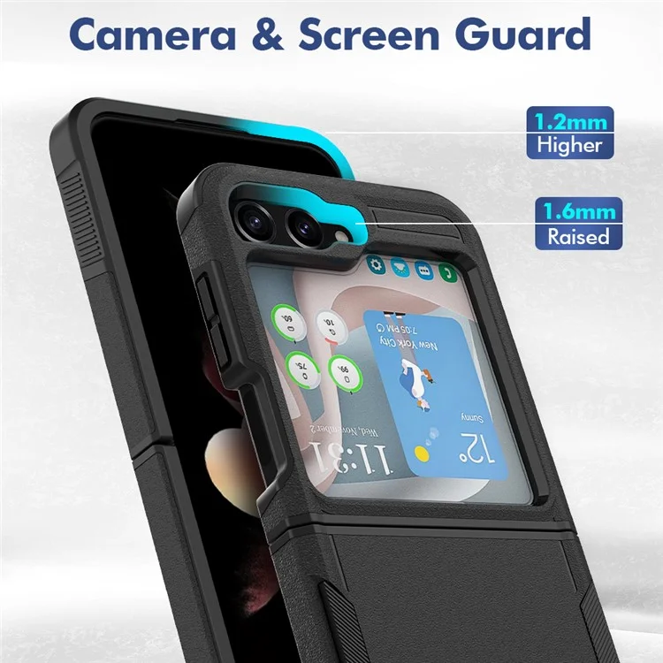 Pour Samsung Galaxy Z Flip5 5G Dual Layer Protection PC+TPU Cover Anti-Fall Phone Case - Noir