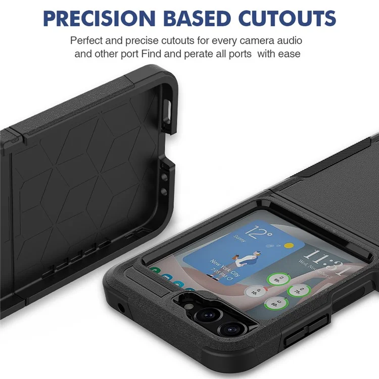 Pour Samsung Galaxy Z Flip5 5G Dual Layer Protection PC+TPU Cover Anti-Fall Phone Case - Noir
