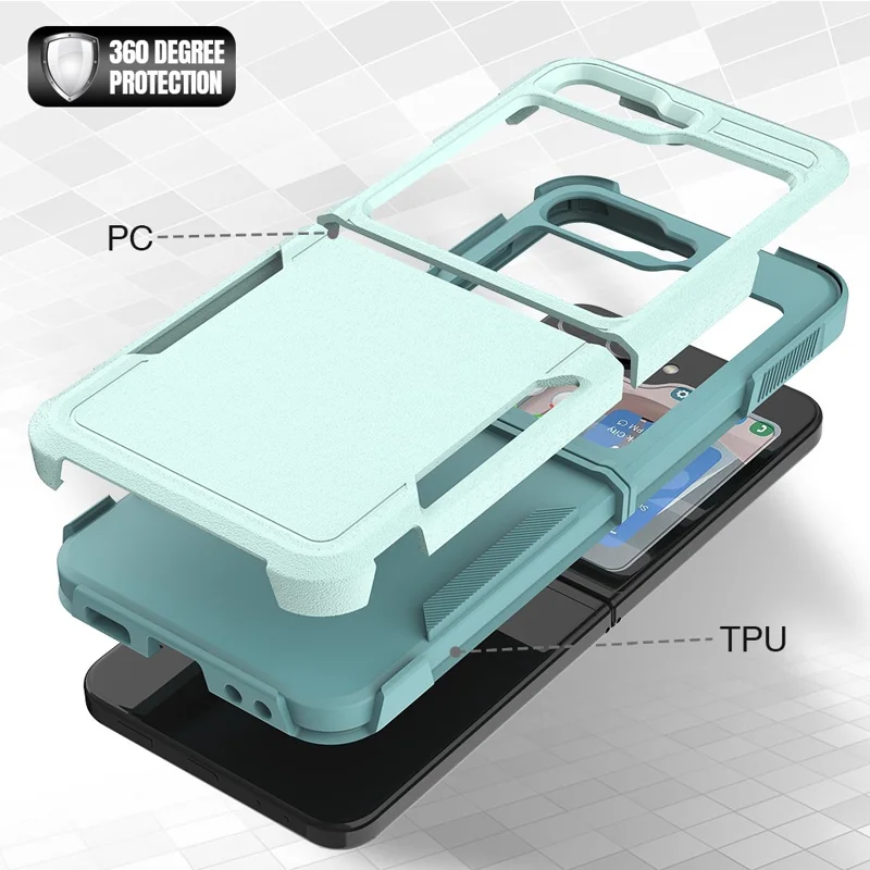 For Samsung Galaxy Z Flip5 5G Dual Layer Protection PC+TPU Cover Anti-Fall Phone Case - Mint Green