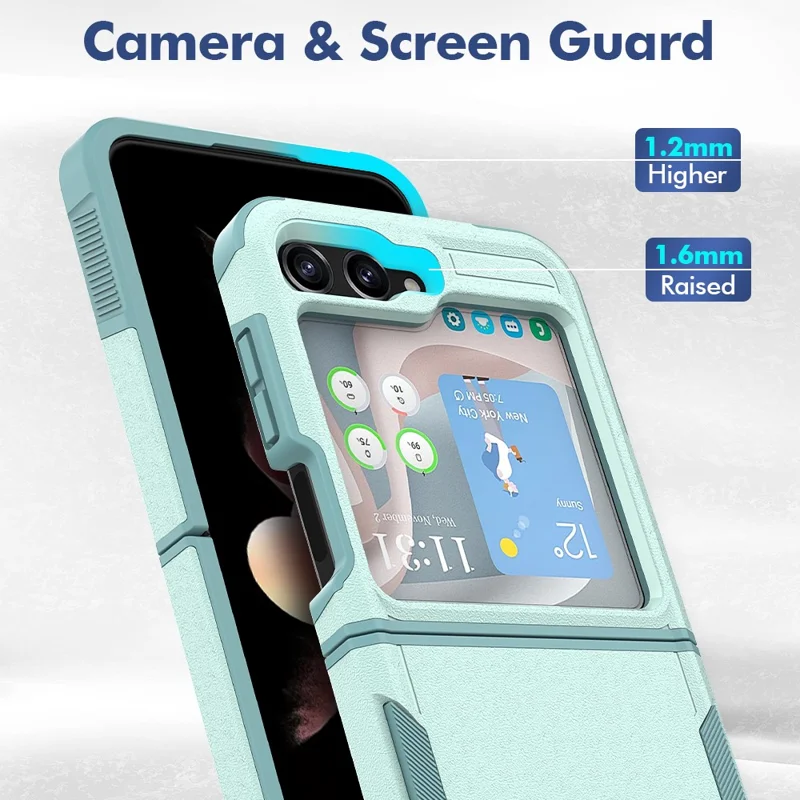 For Samsung Galaxy Z Flip5 5G Dual Layer Protection PC+TPU Cover Anti-Fall Phone Case - Mint Green